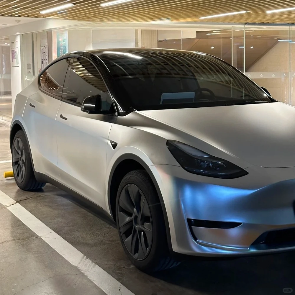 

For Tesla Model Y 2020-2024 Pre-cut PPF Alexandria Silver DIY Color Change Film PET Paint Protection Film Anti-Scratch Resistant