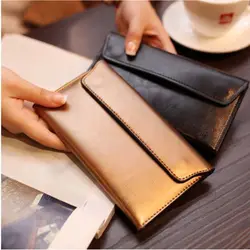 Simple Genuine Leather Envelope Wallets Korean Style Portable Women Long Clutch Bag Multifunctional Coin Purse Change Bag Female