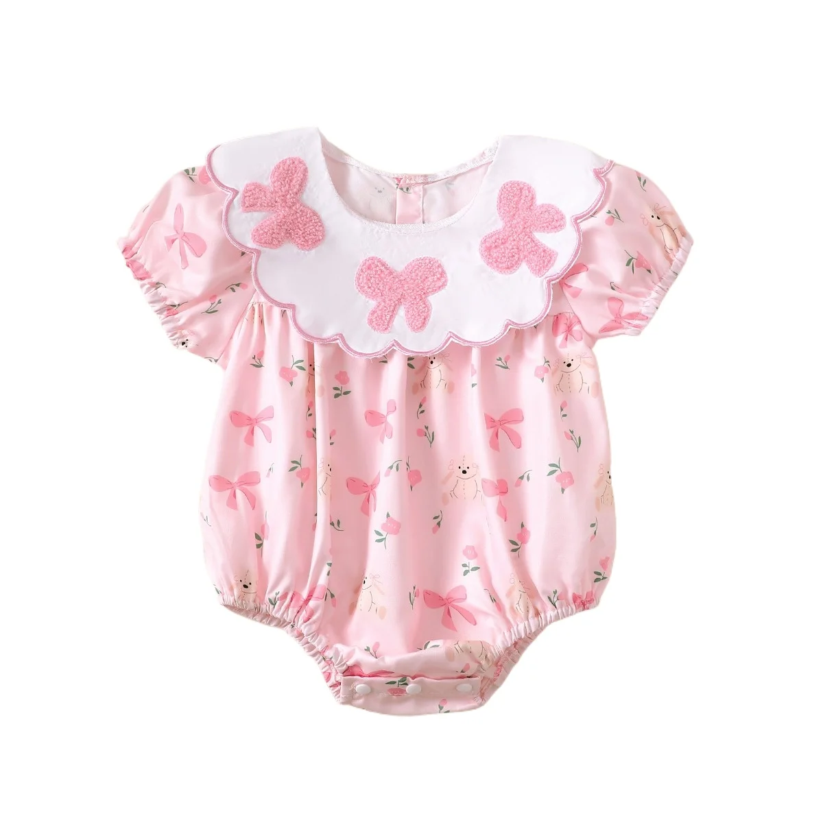 New Summer Jumpsuit Newborns Sweet Cute Summer Baby Short Sleeved Jumpsuit