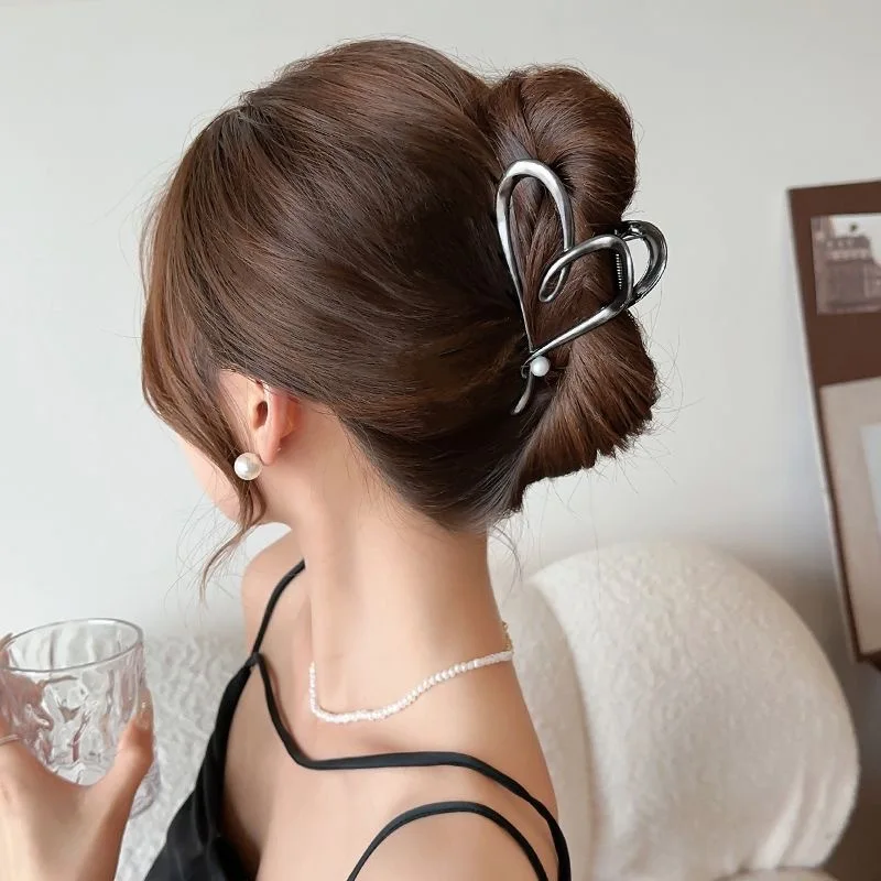 Jepit Rambut Korea Model Metal Bentuk Kepiting Tidak Beraturan, Jepit Rambut Wanita Elegan Model Shark Jaw, Jepit Rambut, Aksesoris Rambut Wanita