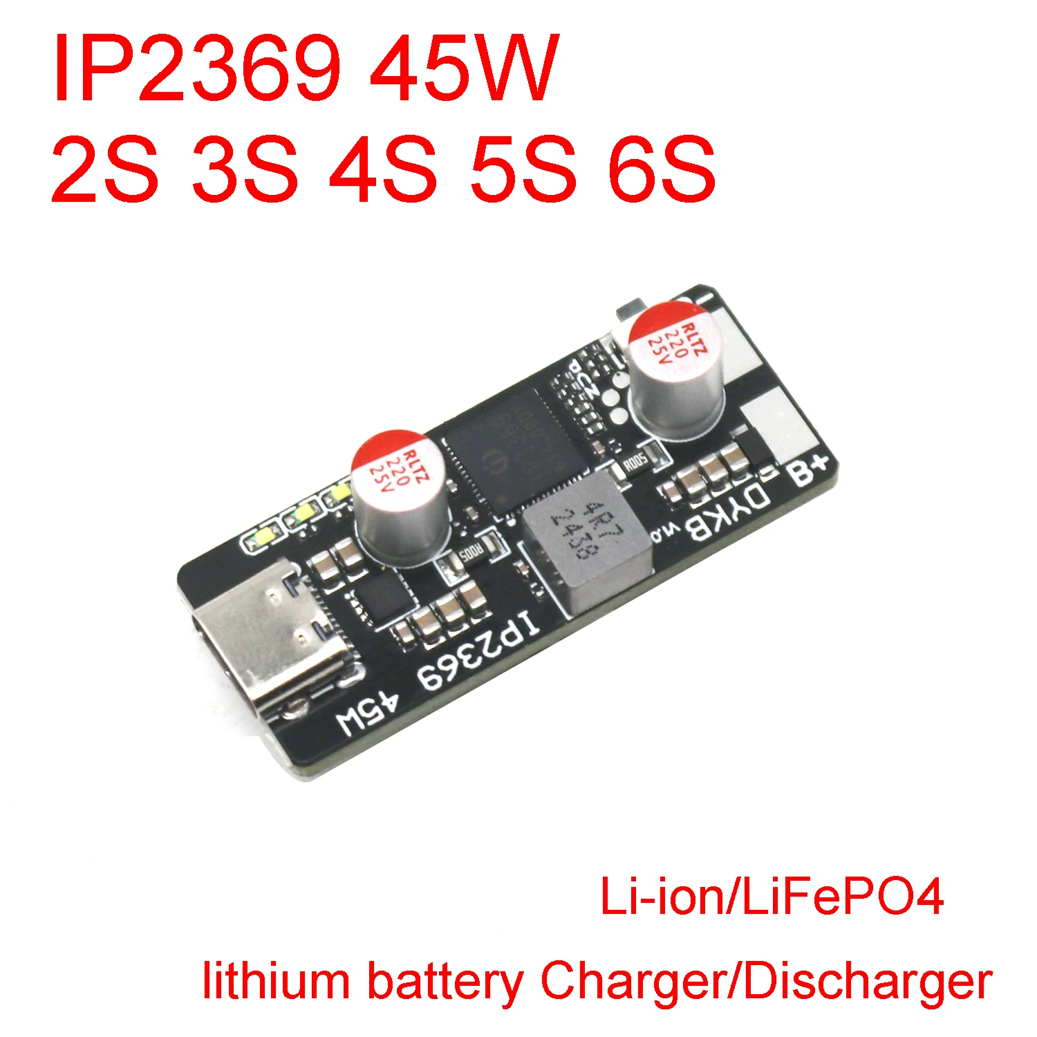 45W IP2369 2S 3S 4S 5S 6S lithium battery Charger Discharger module Li-ion/LiFePO4 Batteries Charger TYPE-C USB PD Fast Charging