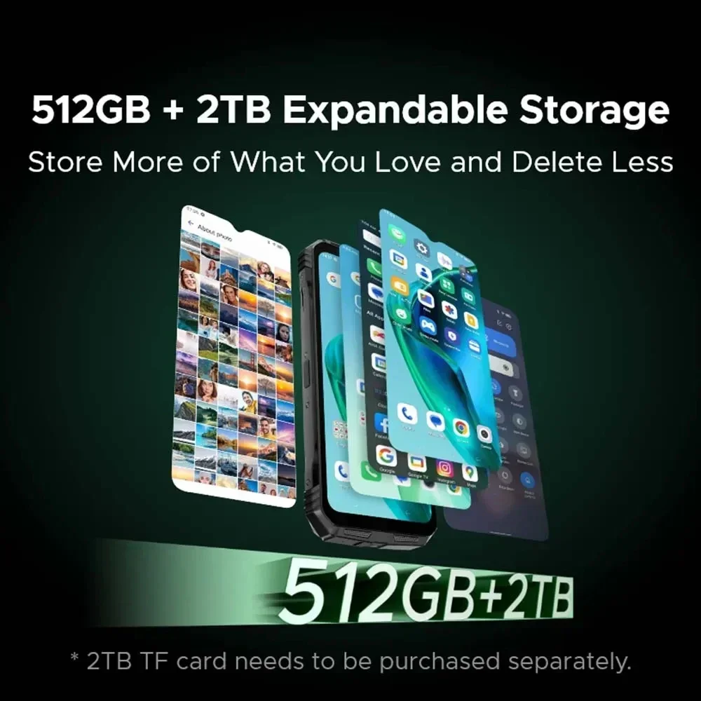 DOOGEE S Cyber Pro Rugged Smartphone 6.6 Inch FHD+ Android 14120Hz 12GB RAM 512GB ROM 10800mAh Battery 50MP Camera Cellphone NFC