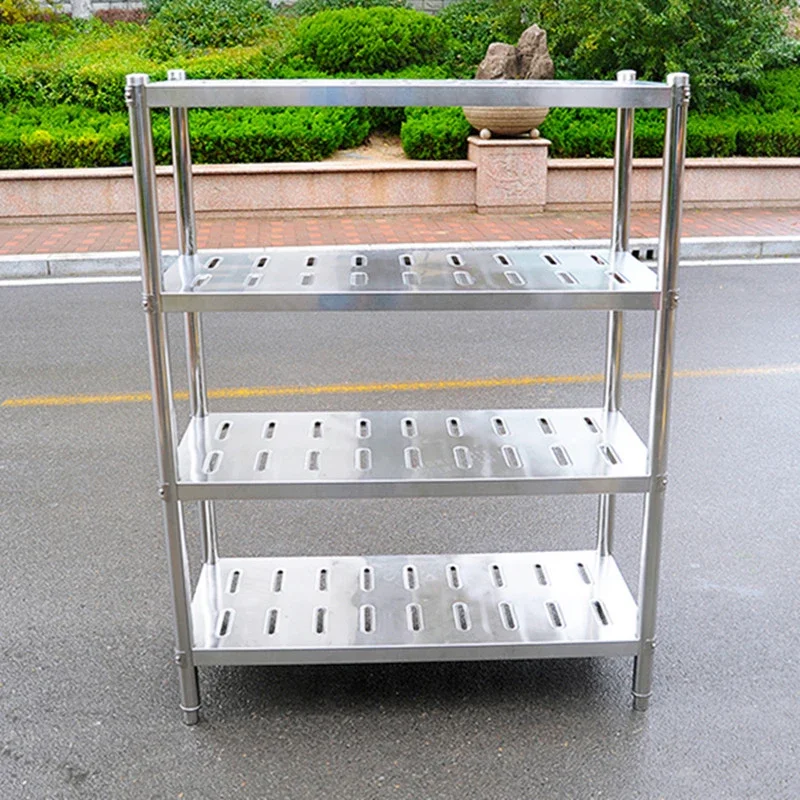 4 Layer Heavy Duty Stainless Steel Kitchen Storage Rack Good Price Metal Rack Hotel Restaurant Premium 4-Storey Storage Shelf