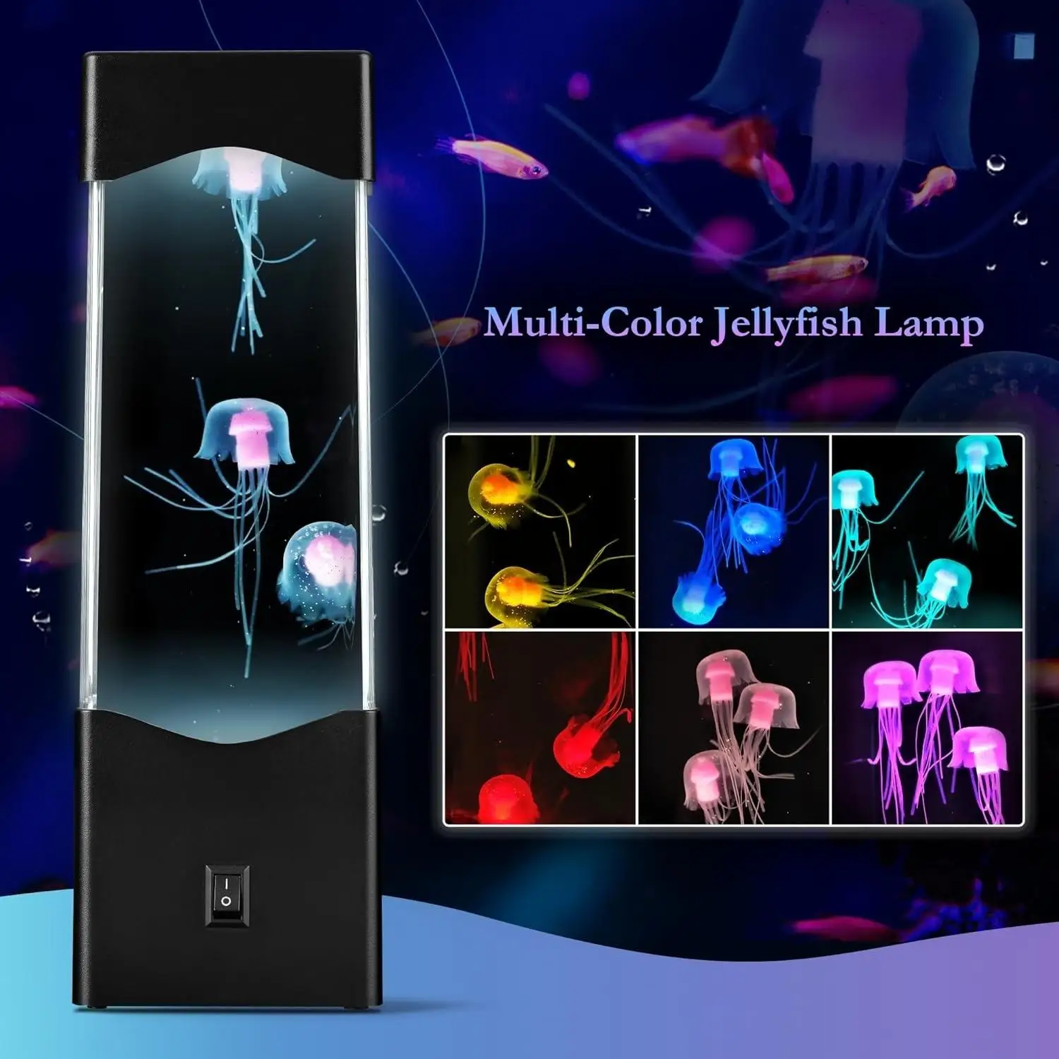 Jellyfish Lava Lamp - Multicolor LED Jellyfish Light, Ideal Christmas Gift for Kids & Adults, Perfect for Home or Office Decor