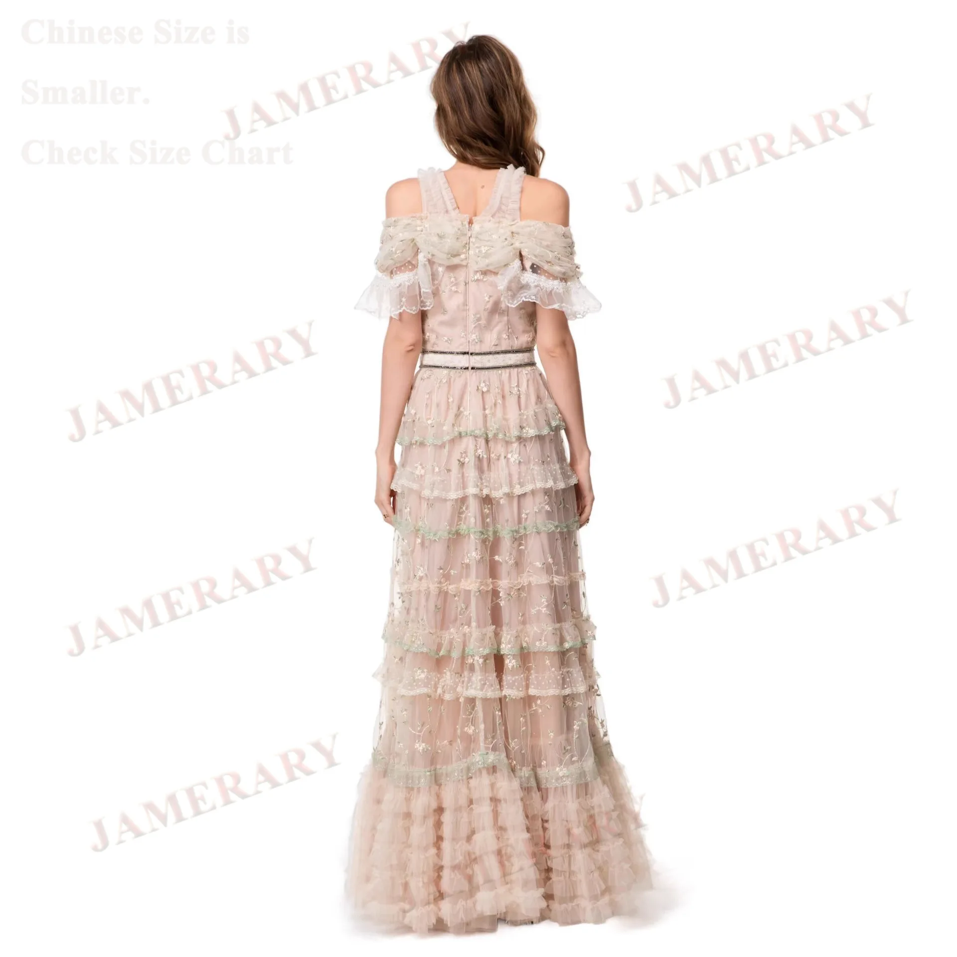 فساتين سهرة رسمية أنيقة صيفية فاخرة للنساء قطع الكتف مطرزة طويلة ماكسي فستان زفاف وردي للحفلات الراقصة
