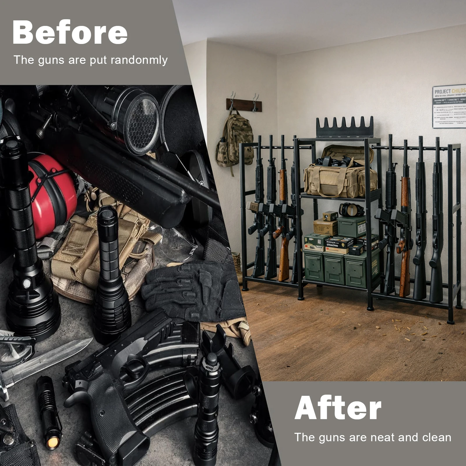 VOTAGOO Multi-Functional Vertical Gun Rack Easy to Install for Multiple Rifles Pistols Storage Display Stand image 5