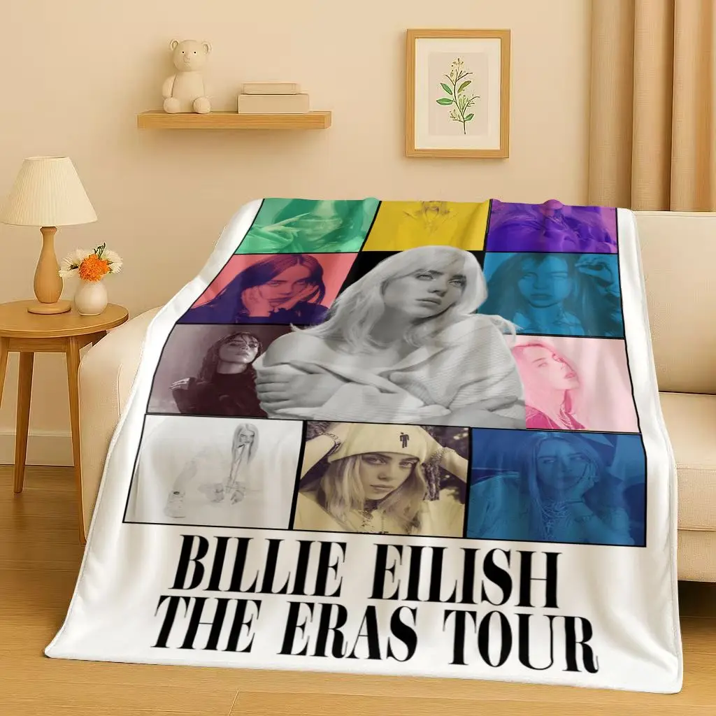 

3D Billie Eilish Hit Me Hard and Soft Singer Flannel Blanket,Ultra Soft Warm Plush Throw for Home Bedroom Bed Sofa Cover Kids