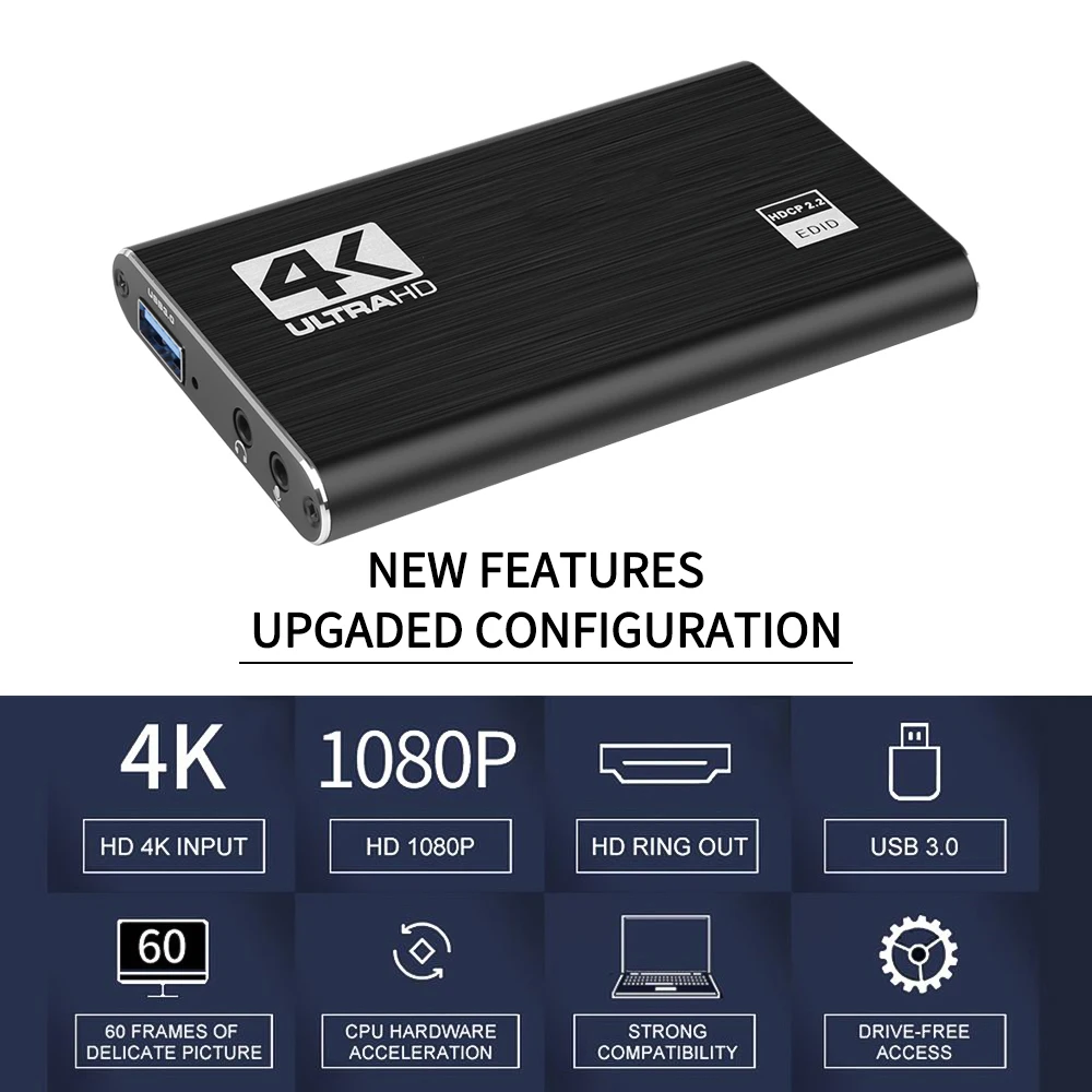4K Video Capture Card 1080P 60fps HD Camera Recording Box HDMI to USB 3.0 PC Live Streaming Grabber Recorder