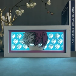 Anime Mood Light com Face de Olho, Lâmpada LED para Decoração de Sala de Jogos Manga 3D Papercut My Hero Academia Shoto Todoroki Presentes de Aniversário