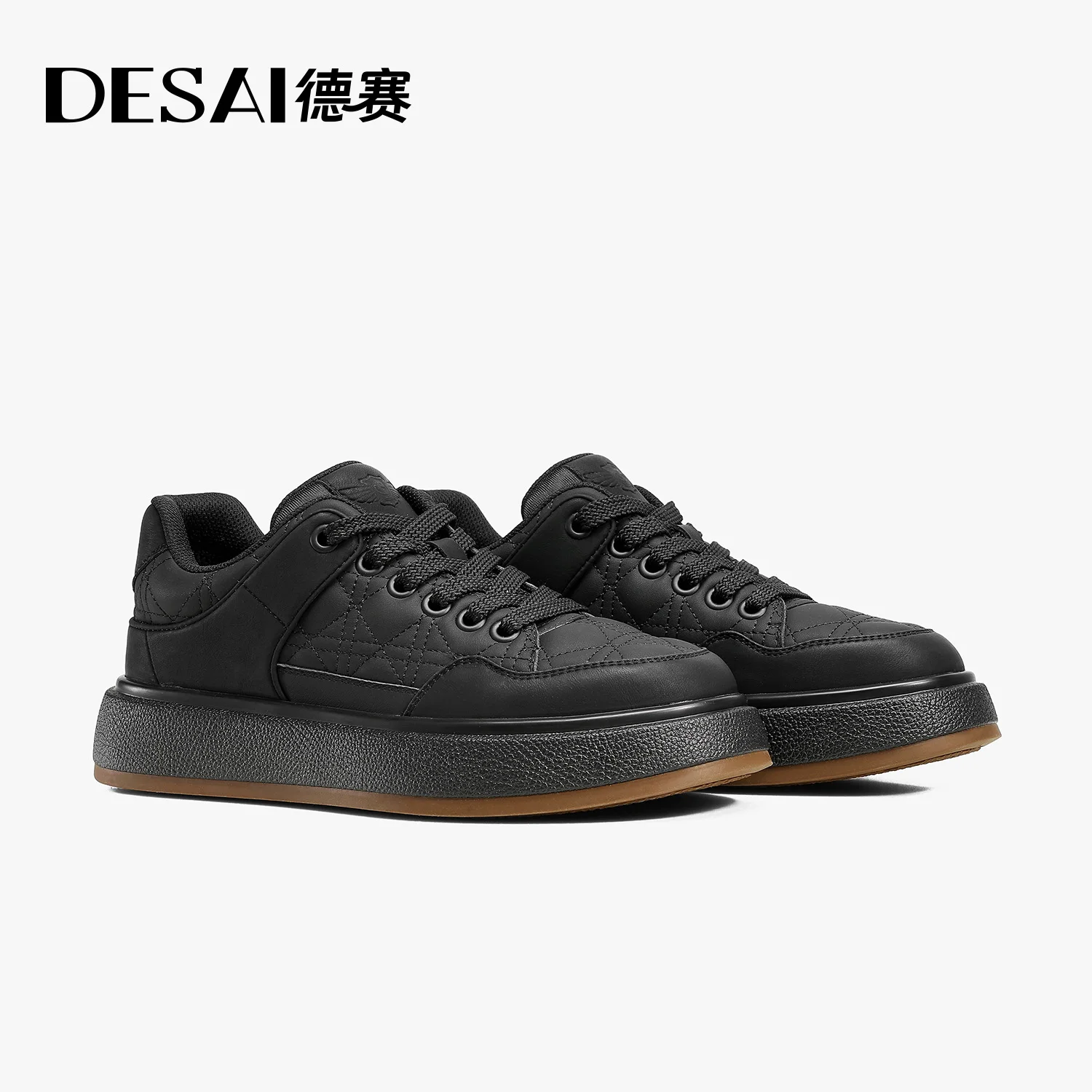 

DESAI Thick soled versatile leather casual shoes for men, retro sports board shoes