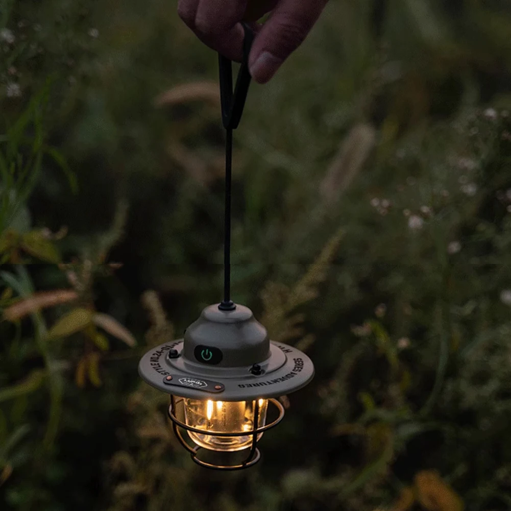 Lanterna de acampamento led com escurecimento lâmpada de emergência 4 modos de luz retro luz de acampamento multifuncional ipx4 à prova d'água para pesca acampamento