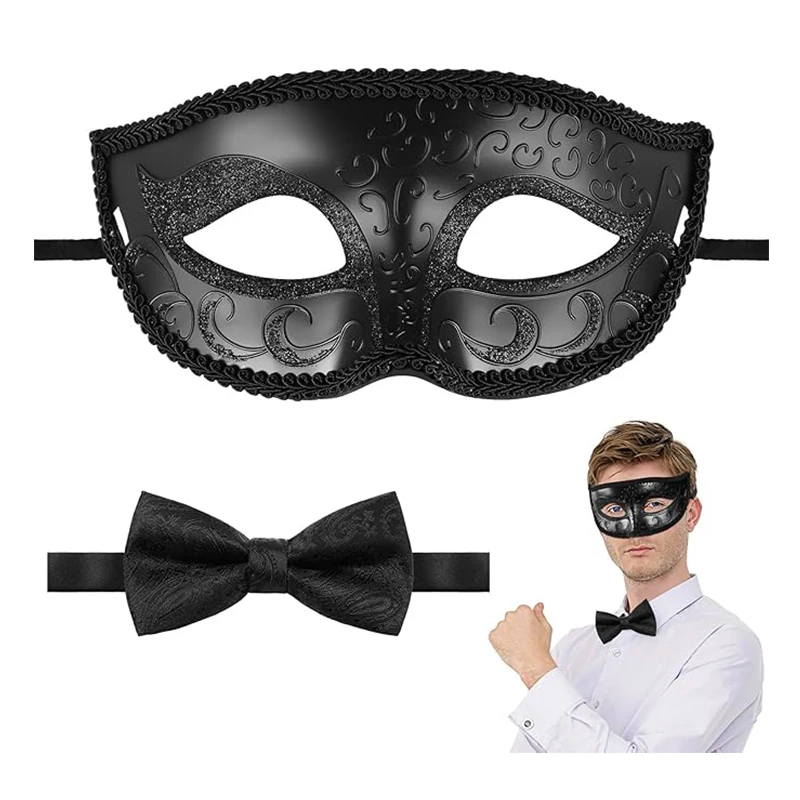 

Мужская маскарадная маска с галстуком-бабочкой, Хэллоуин, косплей, полумаска для лица, карнавальный декор джентльмена, маски для глаз, реквизит для косплея, костюмы