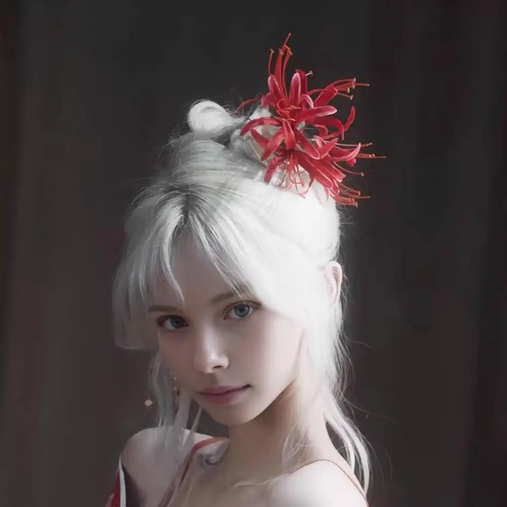 

Hanfu Hair Accessory Ancient Chinese Hanfu Hairpin with Simulated Flower Tassel Hair Accessory for Thick Curly Hair Wedding