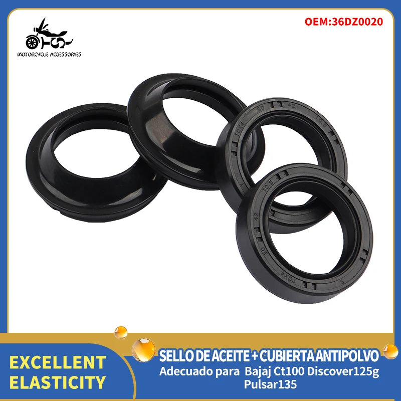 Amortiguador de horquilla delantera para motocicleta, sello de aceite, cubierta de sellado de polvo, amortiguador para Bajaj Ct100 Discover125g Pulsar135, 30x42x11