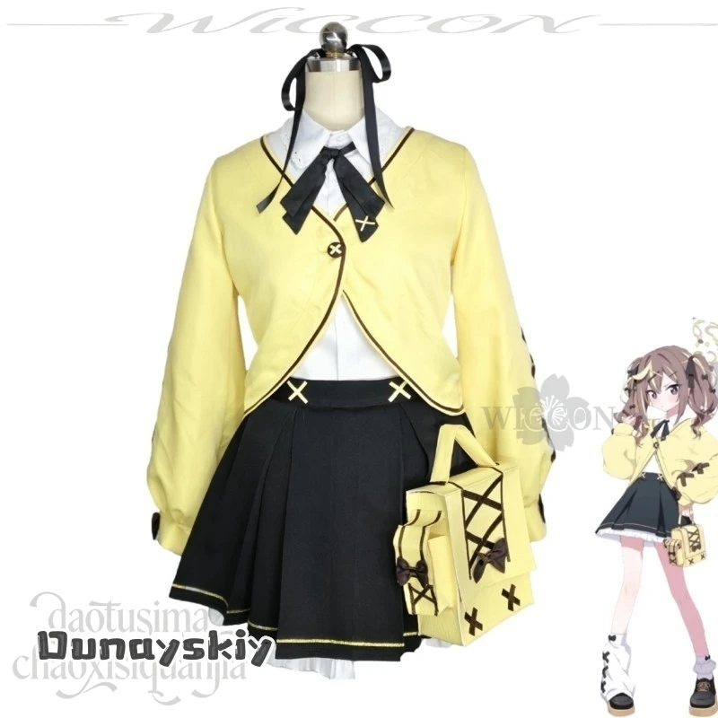 Disfraz de Cosplay de Rena del Juego Blue Archive, Disfraz de Anime aBcAzOS@, Cárdigan Amarillo Claro, Uniforme Escolar JK Jirai Kei, Vestido Y2K para Niñas, Lindo Disfraz de Navidad