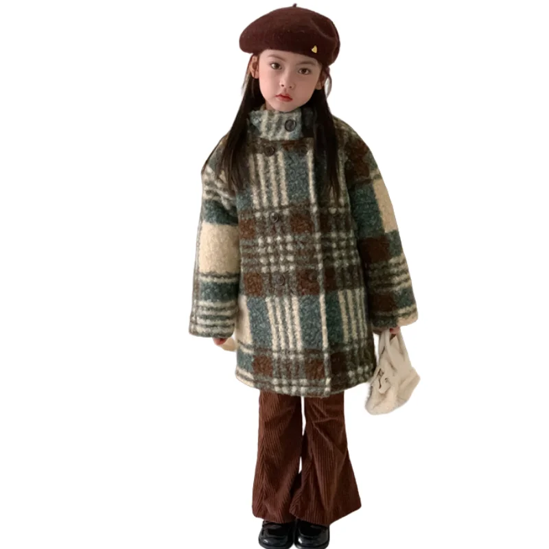 Girls Woolen Coat Overcoat Jacket Windbreak 2023 Warm Plus Thicken Winter Cotton Teenagers Gift Children's Clothing