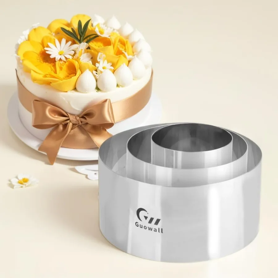 

4/6/8-дюймовая форма для торта с кольцом для выпечки, бесшовная форма для мусса, утолщенная круглая форма для печенья из нержавеющей стали, высота 4 дюйма (