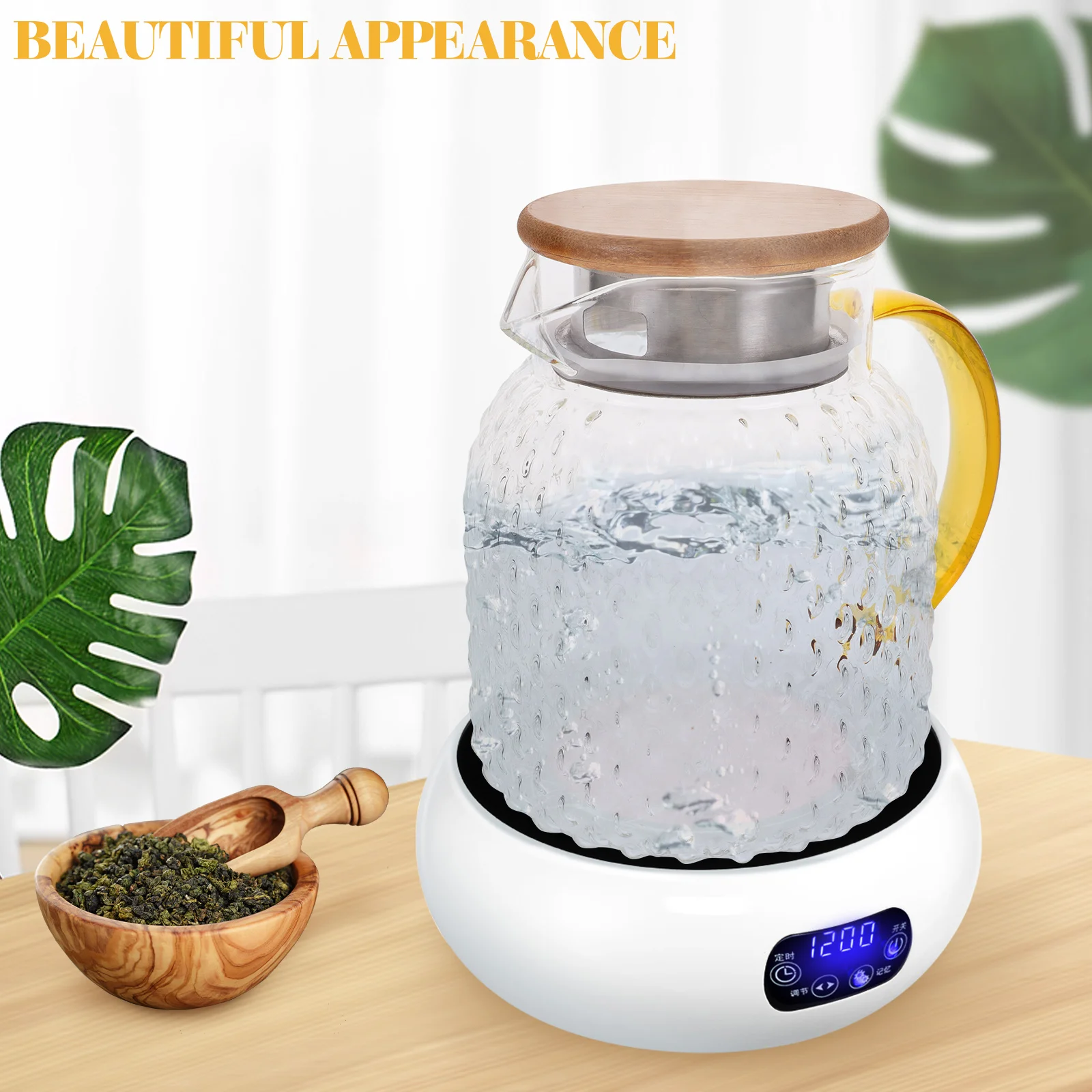 

1000ml Glass Water Pitcher Large Capacity Cold Water Carafe Stainless Steel Easy Clean Elegant Design Home Kitchen