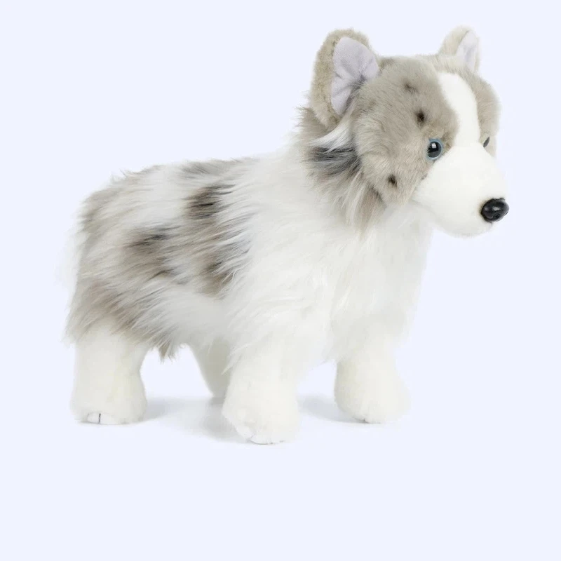 Realistic Australian Shepherd Plush Toy  White Stuffed Animal Doll Soft Companion Gift For Home Decor Collection Cute Toy