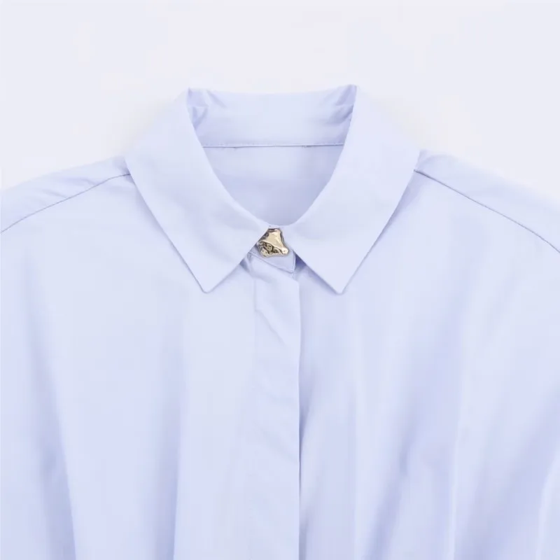 HipSeam Dames Shirt met Plooien Herfst 2025, Nieuwe Mode Lange Mouw Knop Dame Blouses Chique Vrouwelijke Tops