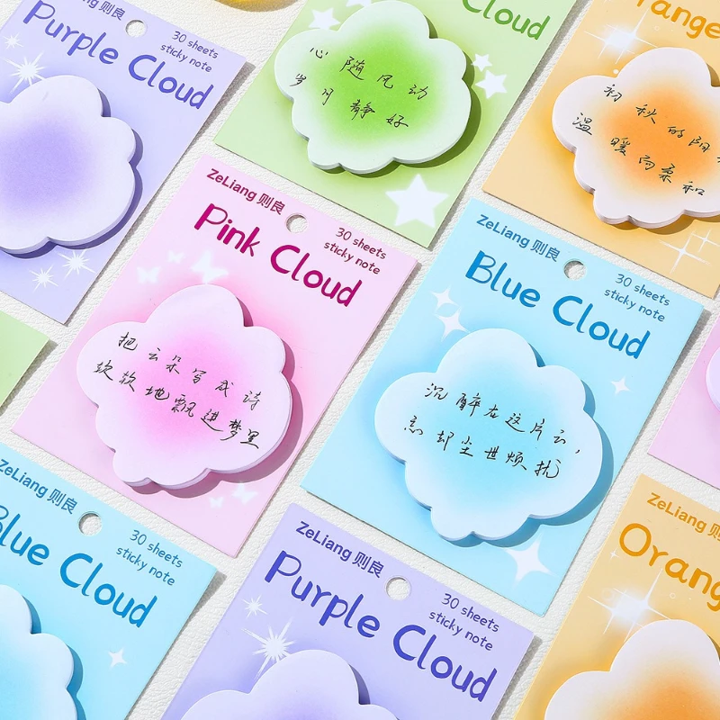 Kawai School Supplies Cute Profile Gradual Change Blush Cloud Notes Paper Can Be Torn Sticky Strong N Times Sticker Memo Pad