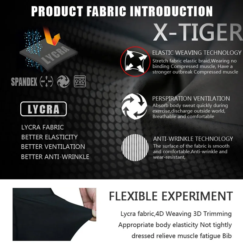 X-TIGER Cycling Bibs Shorts Bike 5D Gel Padded Pro Lycra MTB Bicycle Shorts Breathable Man Mountain Biking Shorts