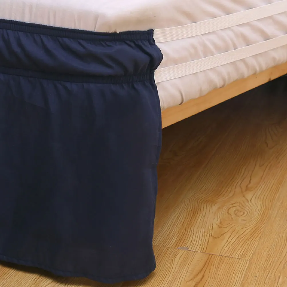 

Elastic Dark Blue Solid Color Ruffled Design Full Coverage Corner Protection Bedroom Decoration Bed Sheet