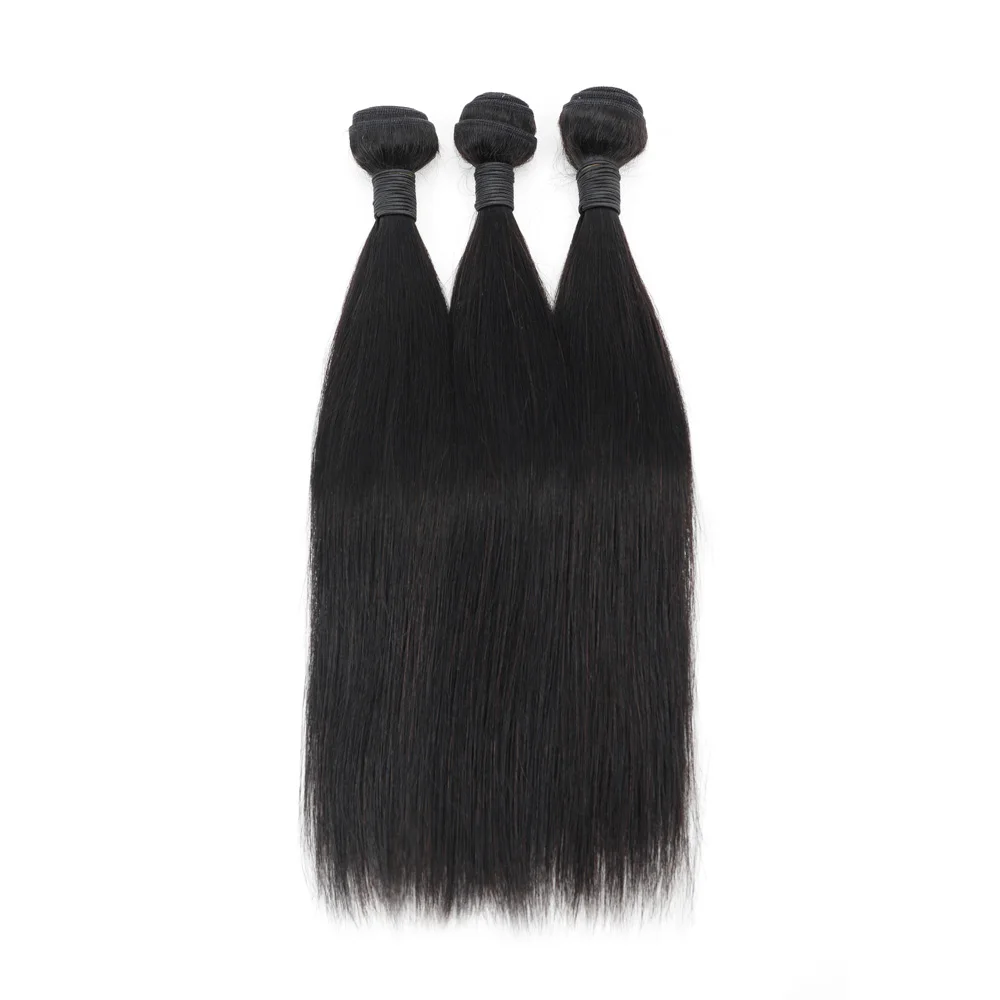 Brazilian Remy Straight Pacotes de cabelo humano, Weave Bundles, Natural Black, 100% extensões de cabelo humano, 1 Pc, 3Pcs