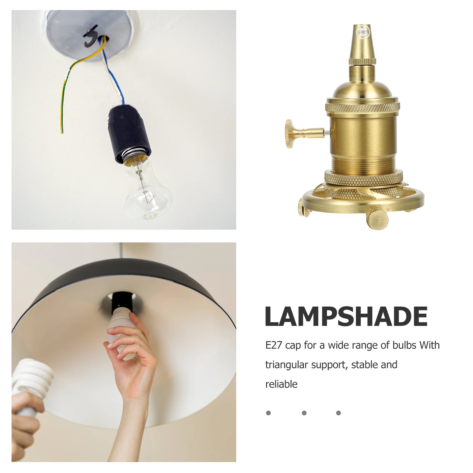 Retro Aluminum Light Socket E27 Lamp Holder Switch Vintage Hanging Light Accessories for Home Office DIY Project
