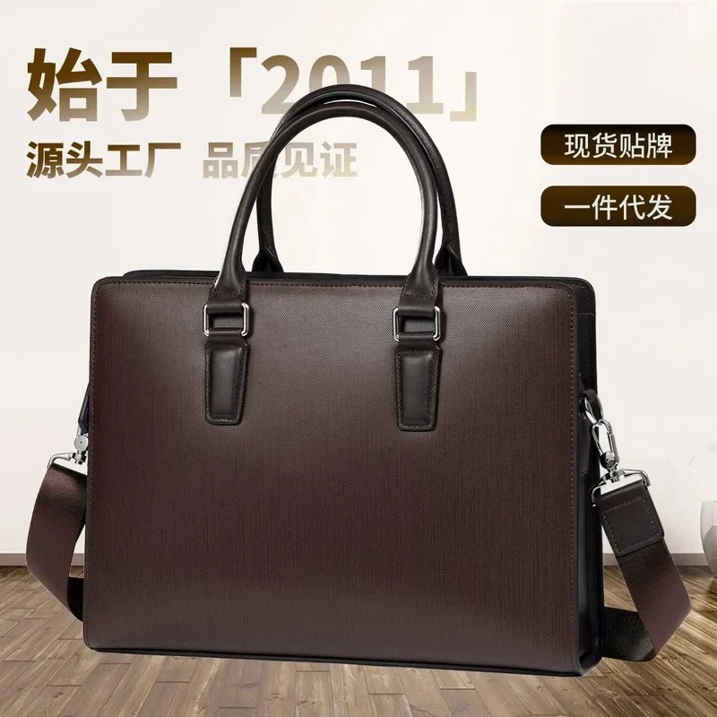 BALIDIYA Leather handbag, men's leather, computer, business briefcase, single shoulder crossbody bag, 14 inches SAC 2026