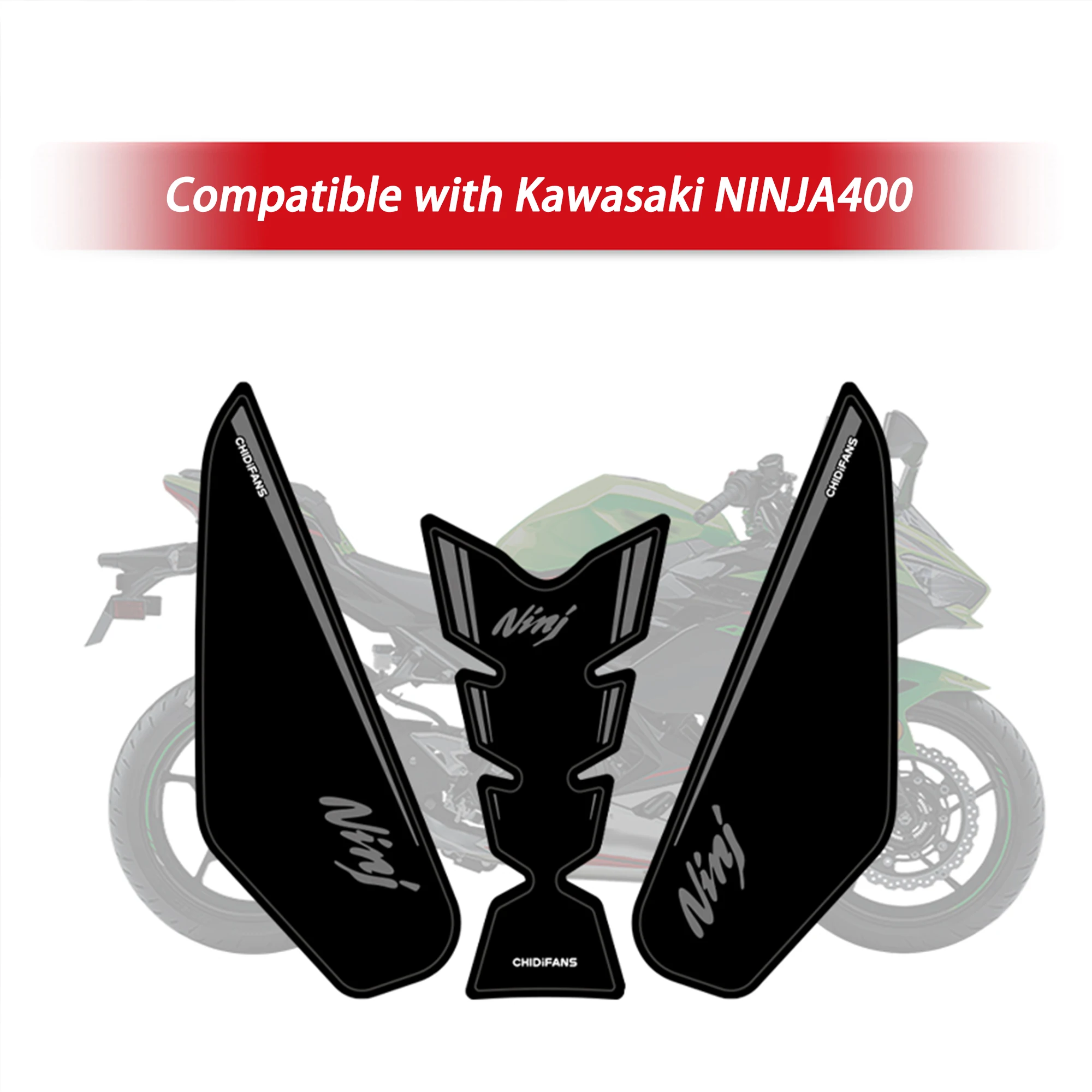 

Compatible with Ninja400 Motorcycle Rubber Tank Pad Fuel Tank Protector Sticker Decal Modification Accessories