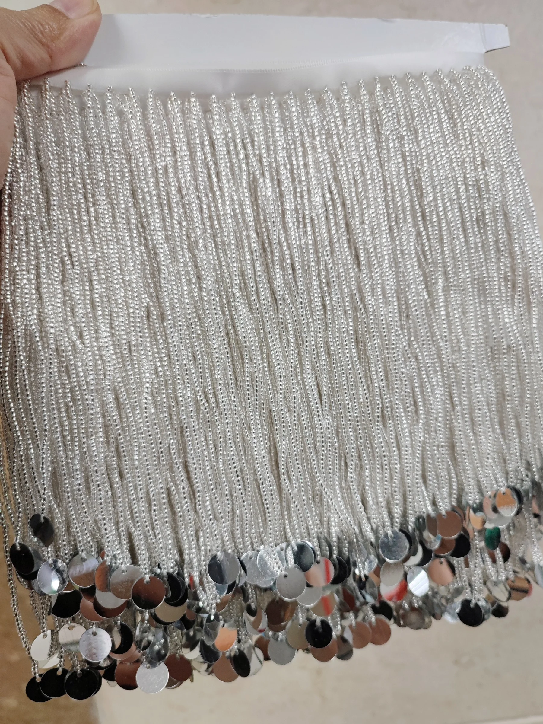 5 yards 6 inches Wide Sequins Beaded Fringe,Fashion Dancewear Dress Costume Boutiqe Handbag Fringe, Lampshade Fringe