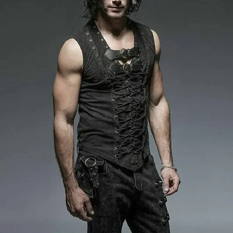 

Men's Medieval Renaissance Vest Pirate Costume Gothic Steampunk Viking Waistcoat