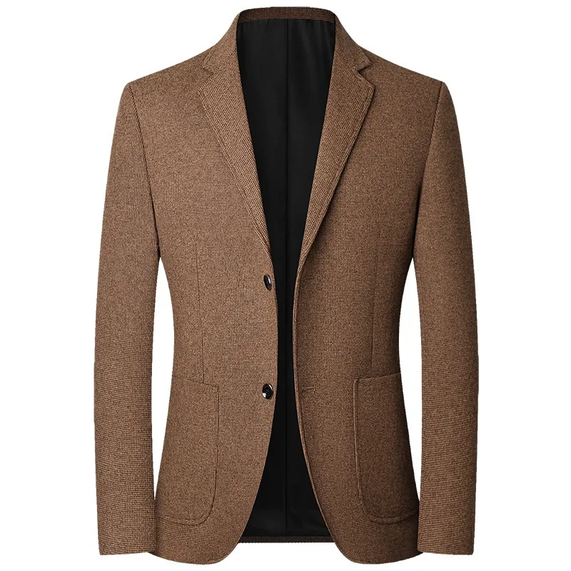 

Spring Autumn Men Blazer Non-ironing Anti-wrinkle Turn Down Collar Male Outerwear Vintage Long Sleeve Business Man Suit Coat