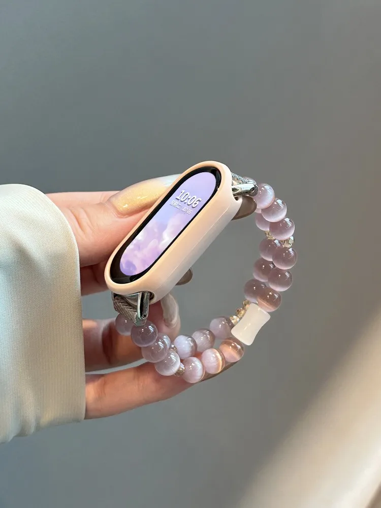 

Elastic purple crystal chain strap suitable Xiaomi Band 8Pro/9Pro，For Mi band 3/4/5/6/7，8/8NFC/9/9NFC/10/10NFC，For Redmi Watch5/