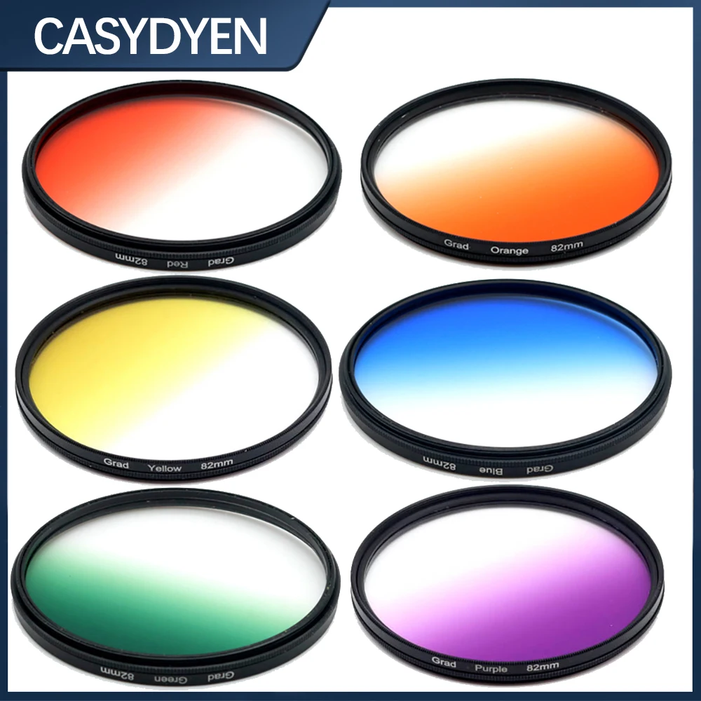 Universal Graduated Colour Circular Lens Filters Red Yellow Green Blue Orange 37mm-82mm For Camera Lens Accessories