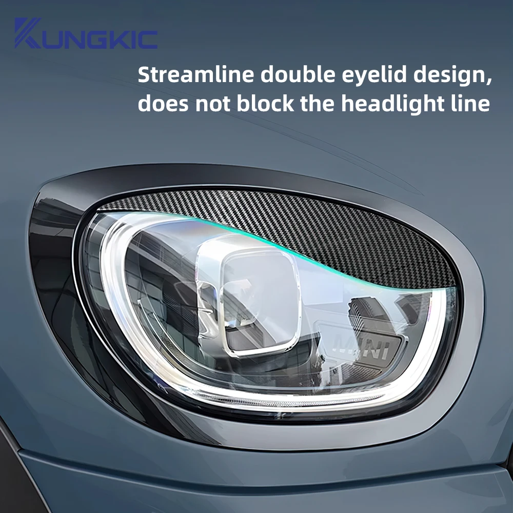 

For MINI F60 Countryman 2017-2023 Car Headlight Cover Eyebrows Front Lamp Decorative Sticker Eyelids ABS Glossy 2pcs