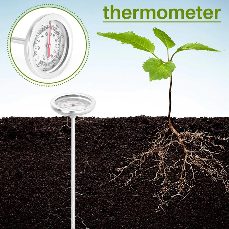 Compost Soil Thermometer 20 Inch 50 Cm Length Premium Food Grade Stainless Steel Measuring Probe Detector