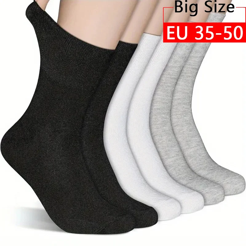 3 Pairs Large Size49,50 Old Men Socks Large Big Loose Mouth For Diabetes Patients Sock носки High Elasticity Cotton Soft Meias