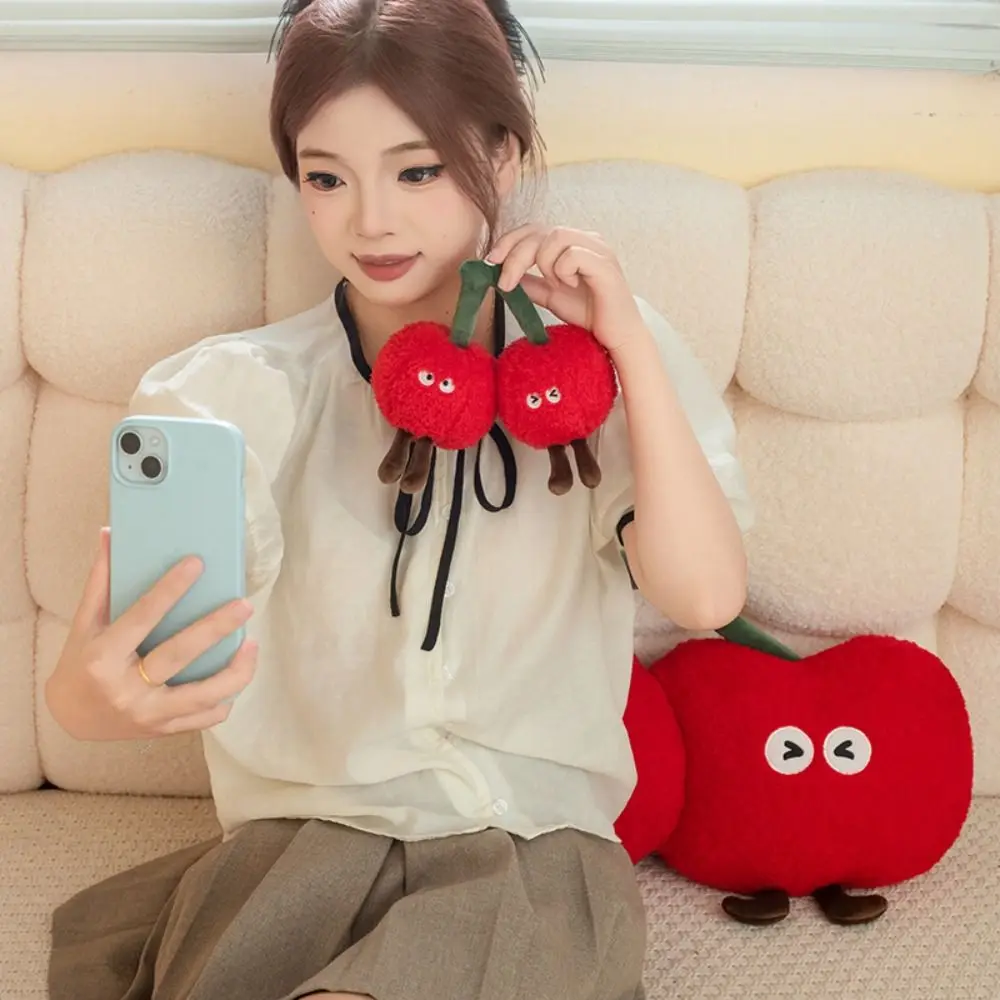 Soft Material Cherry Pillow Huggable Texture Human Figured Fruit With Legs Cute Design Cherry Pendants Lovely Decorations view 5