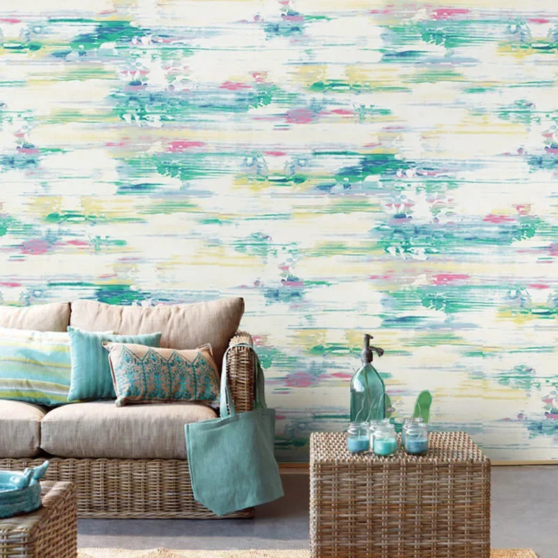 

Современные минималистичные абстрактные цветные обои, прикроватный ТВ-фон, номер отеля, индивидуальный порошок воды, водонепроницаемые обои из ПВХ.