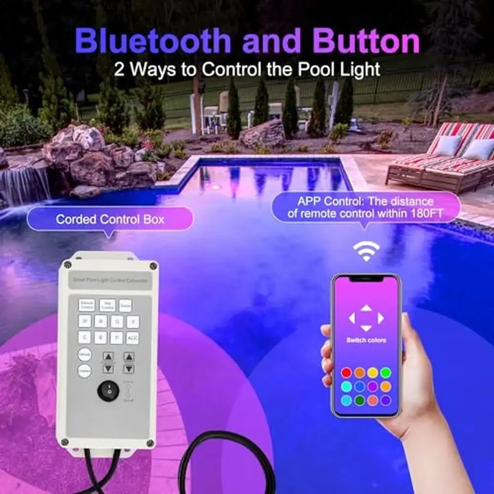 10-Zoll-LED-Poolleuchten RGB-Farbwechsel kompatibel mit Jandy Pro Pentair Hayward Sta-Rite 120 V/12 V manueller Controller IP68