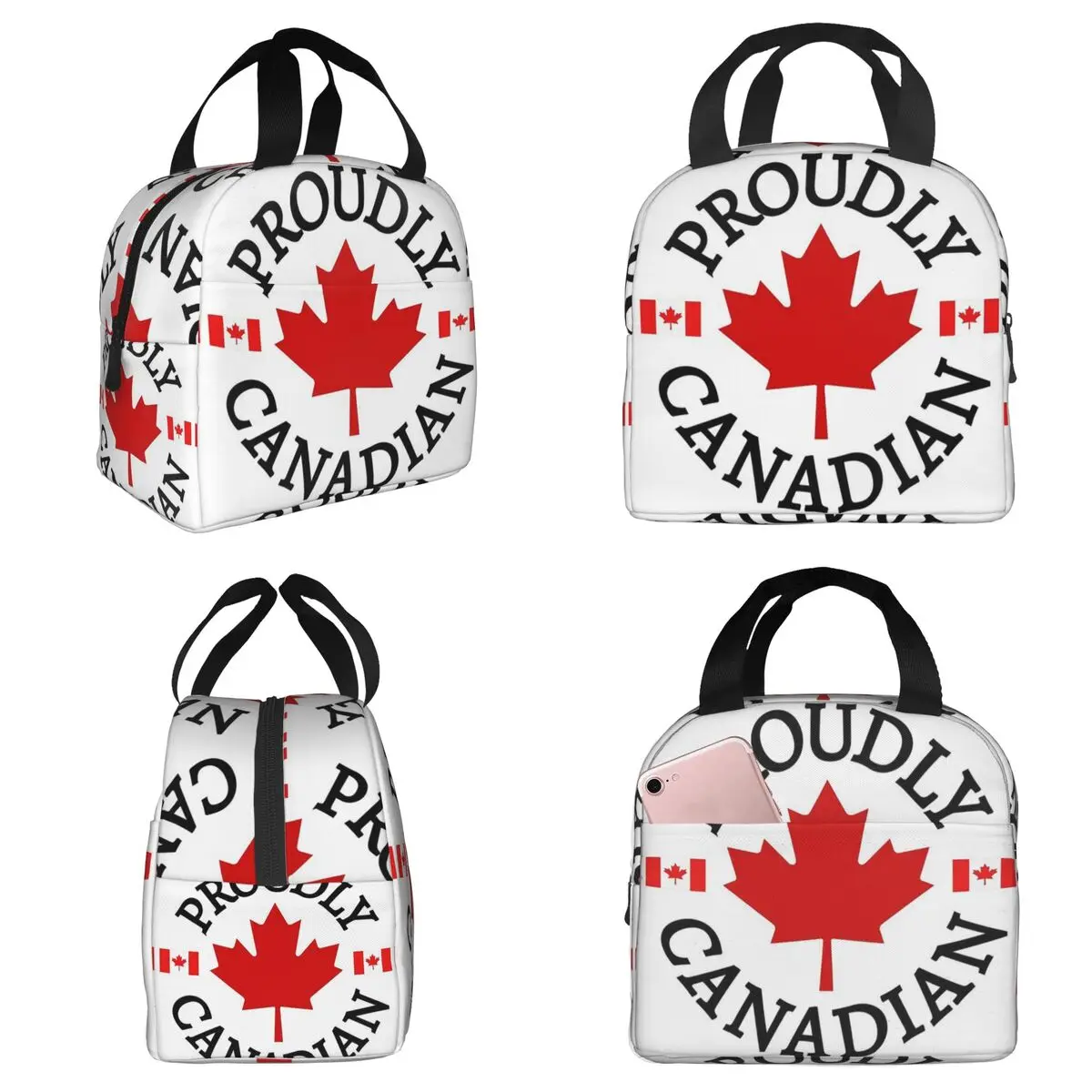 

Изолированная сумка для обедов с изображением кленового листа и флага Канады, для детей, школьная термосумка для еды, сумка-холодильник для ланчей.