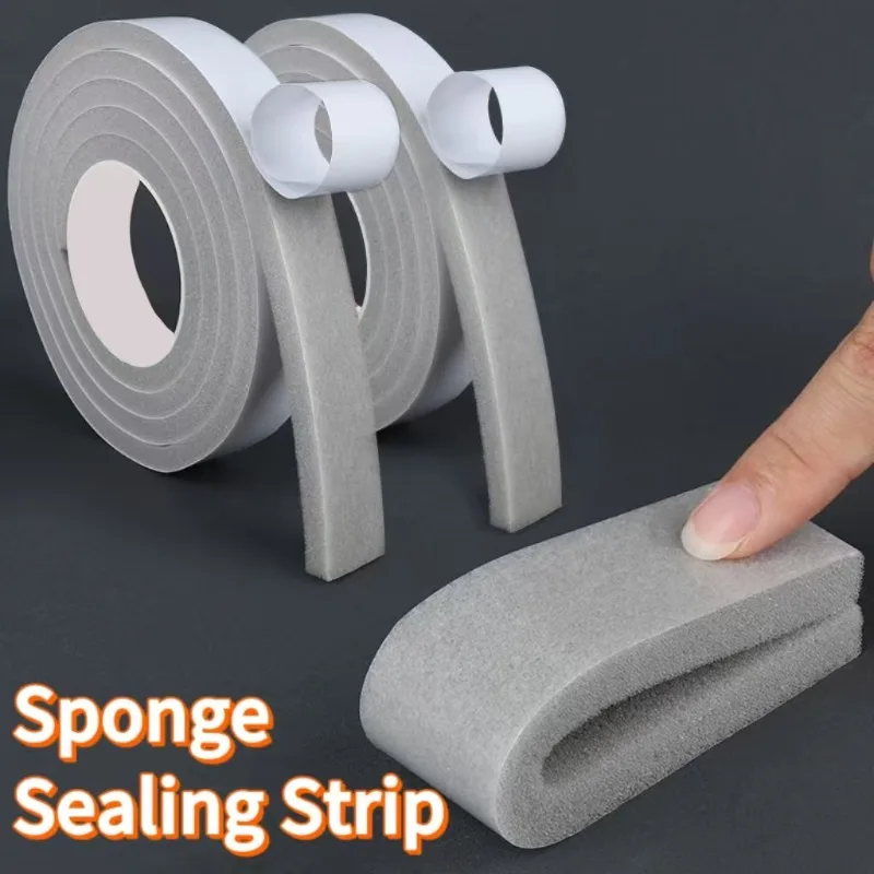 2-6pcs Self-Adhesive Sponge Foam Insulation Tape Door Window Sealing Strip Weather Stripping Soundproof Windproof Dustproof Seal