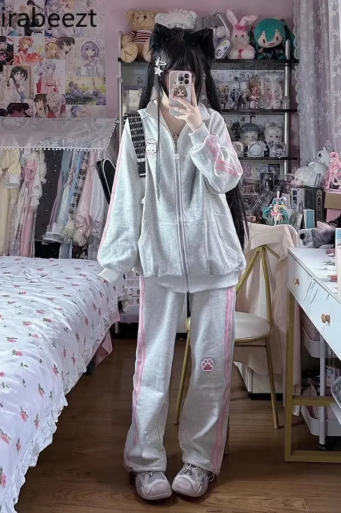 

Cute Sweet College Style Sportswear Set for Women 20253 Autumn New Style Sweatshirt Sweatpants Slim Casual Two-piece Suit