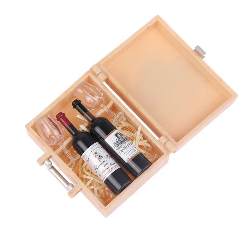 

Wine Bottle Miniature Dollhouse Wine Bottles With Glasses Gift Set Champagne Cup N84E