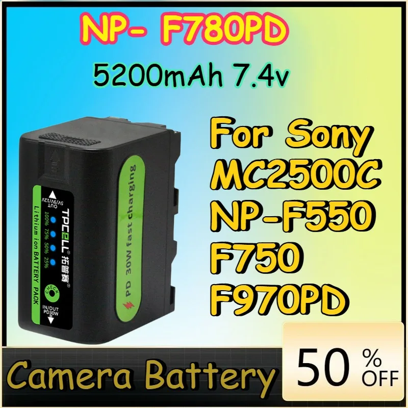 

5200mAh 7.4v NP- F780PD Type-C High-Quality Battery for Sony MC2500C NP-F550 F750 F970PD in Stock