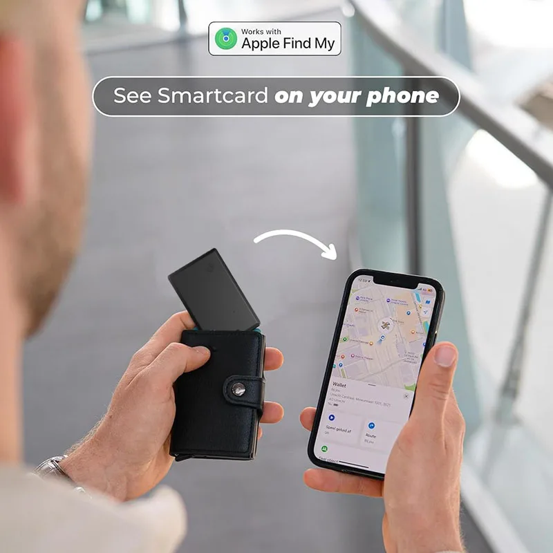 محفظة بطاقة airtag تتبع موقع نظام تحديد المواقع علامة ذكية مضادة للخسارة لهاتف Apple Find My Bluetooth Device Finder Kids Elderly Key