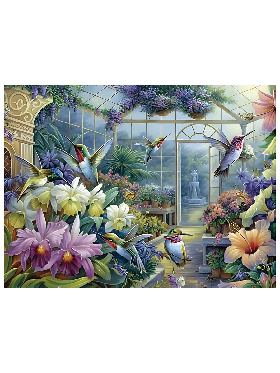 Hummingbird Garden Cross Stitch DIY Embroidery Kits 11CT 9CT Fashionable Home Printed Needlework Flower Series Material Pack Set