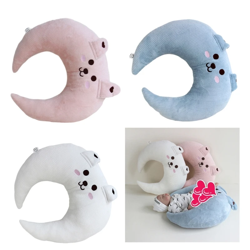 Kid Pillow Moon Shape Sleeping Children'S Headrest For Newborn Baby Bear Design Decorative Breastfeeding Pillow Feeding items